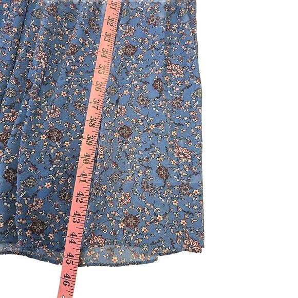 Dip Dress Womens Plus 20 W Blue Floral Cottage Sheer Long Puff Sleeves Peasant - Picture 8 of 11